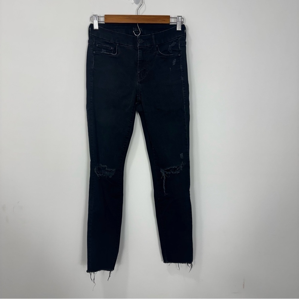 MOTHER Women's Black Looker Ankle Fray Jeans Size 25 - Picture 4 of 16